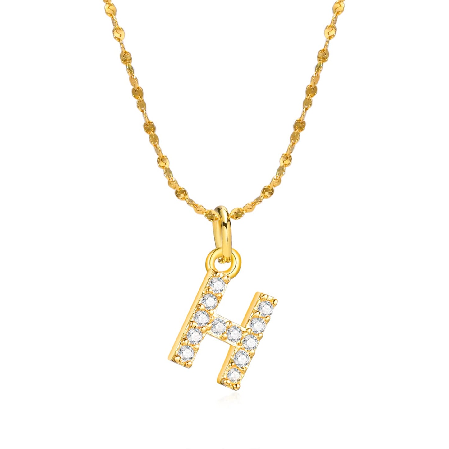 Rockyu ネックレス レディース ゴールド イニシャルペンダント ジルコニア アレルギー対応