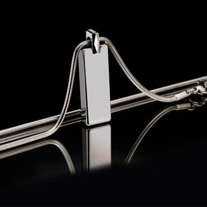 Rockyu ネックレス メンズ シルバー タングステン 長方形 スティックペンダント 鏡面加工 チェーン付き