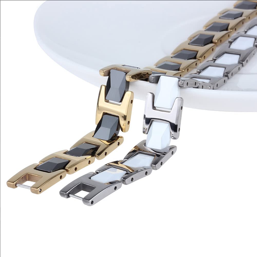 Rockyu ブレスレット メンズ ブラック シルバー ゴールド タングステン鋼 幅広 アクセサリー