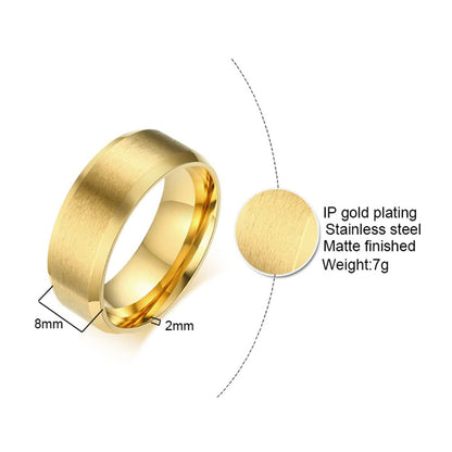 Rockyu チタンステンレスリング メンズリング シンプルマット仕上げ 男女兼用 4/6/8mm サイドカットデザイン 金属アレルギー対応