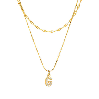 Rockyu イニシャルネックレス レディース ゴールド A〜Z 26文字 ジルコニア 二連チェーン ステンレス製 金属アレルギー対応