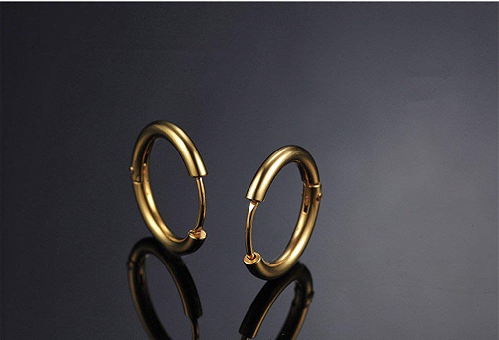 Rockyu フープピアス メンズ レディース 中折れ式 ステンレス 8mm〜20mm アレルギーフリー