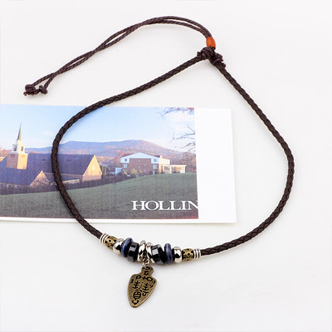 Rockyu ネックレス メンズ レザー 古剣チャーム 民族風 魔除け お守りアクセサリー