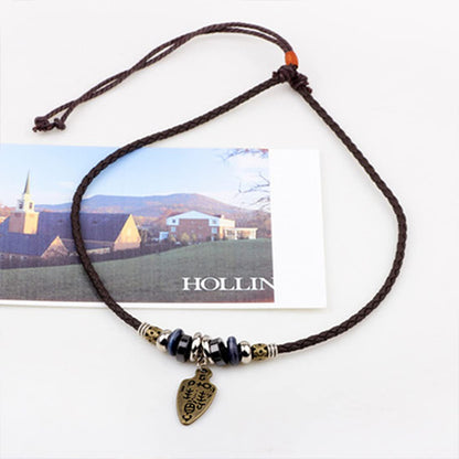 Rockyu ネックレス メンズ レザー 古剣チャーム 民族風 魔除け お守りアクセサリー