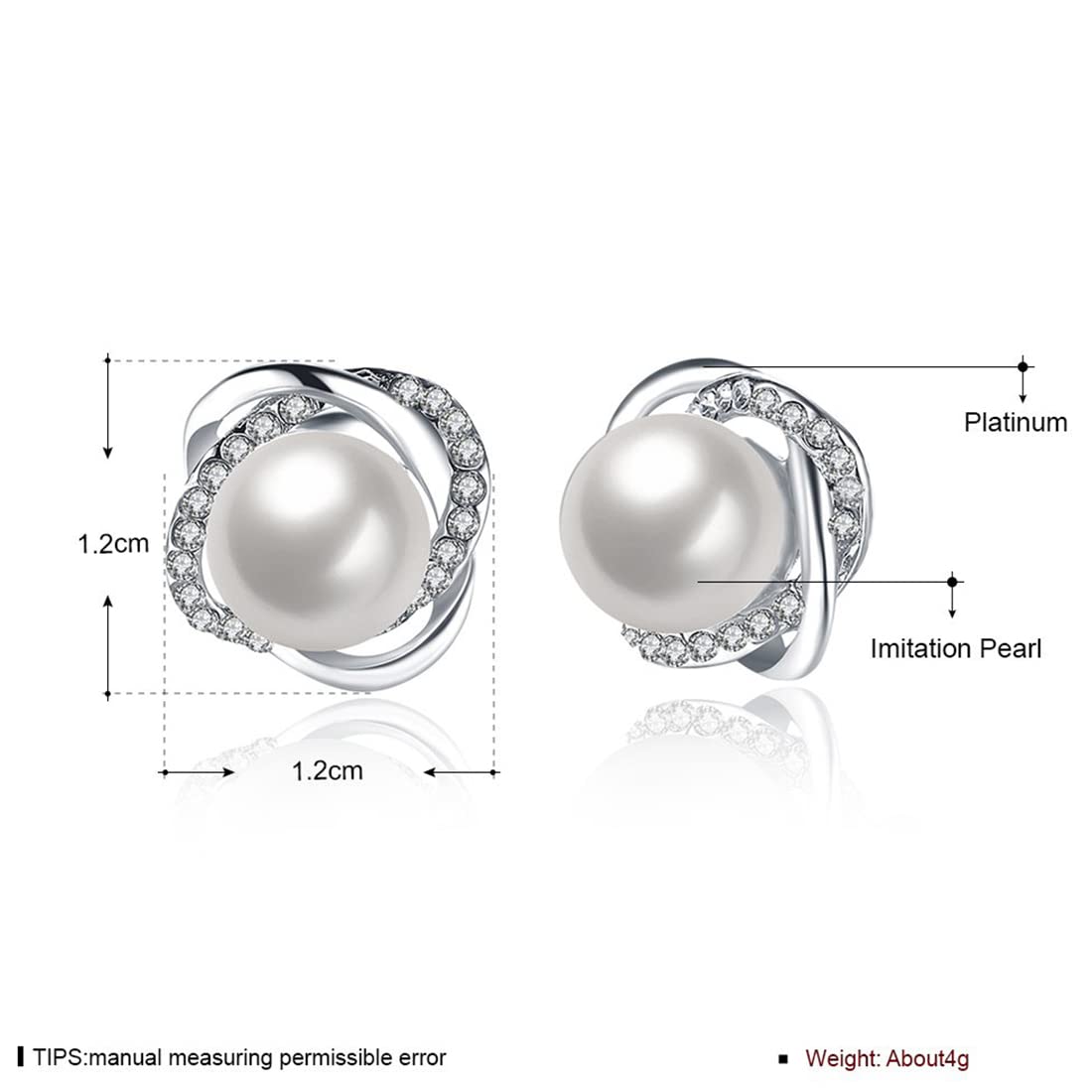 【プラチナ仕上げ】フェイクパール × ジルコン スタッドピアス｜大人の輝きと可憐さを纏うデザイン