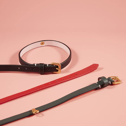 Rockyu 本革リング付きチョーカー レディース