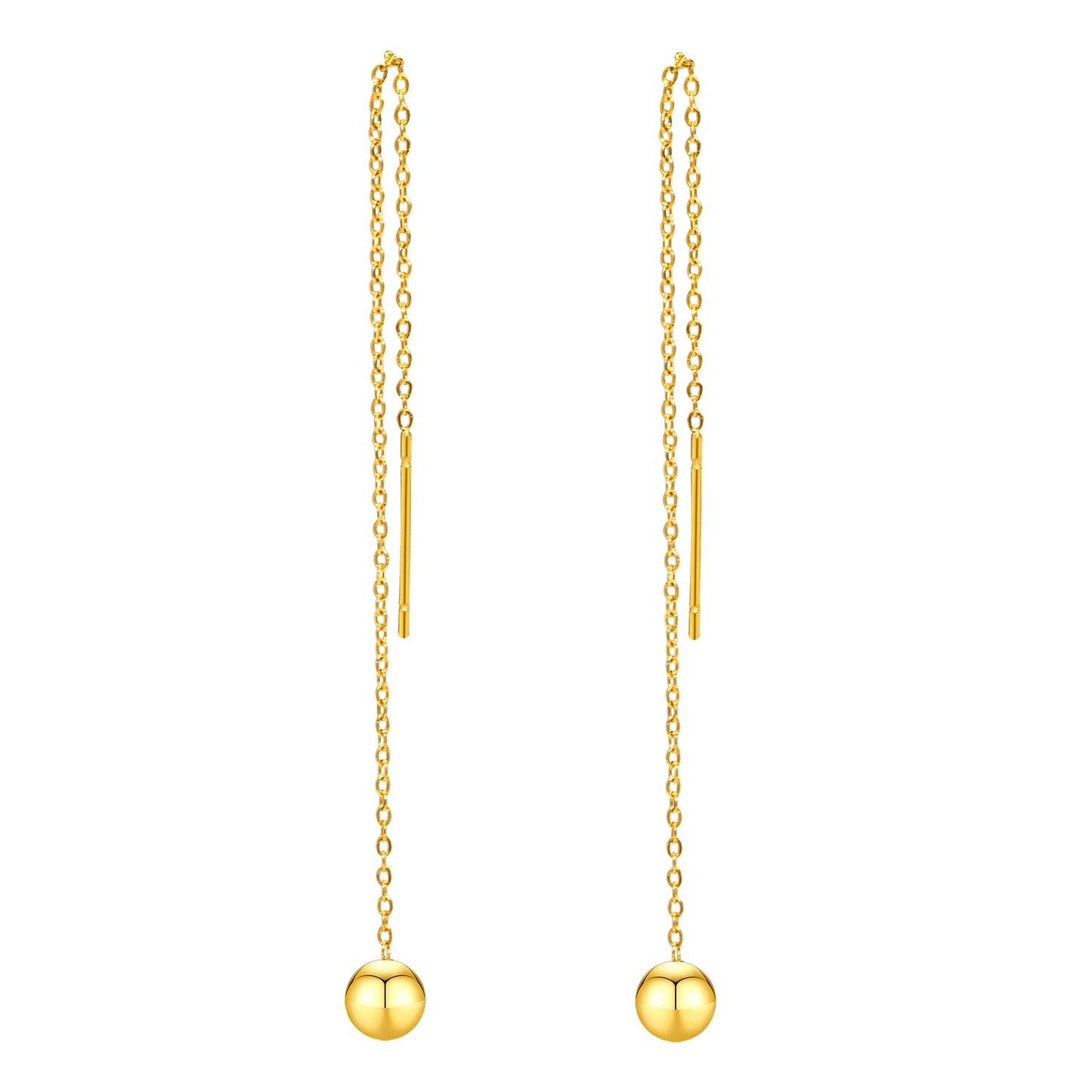 Rockyu ピアス レディース ゴールド ステンレス チェーンピアス ボール バー アレルギー対応