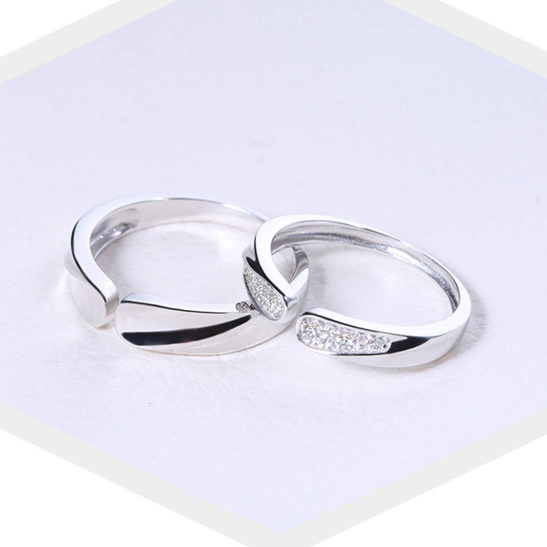 Rockyu 指輪 メンズ シルバー925 フリーサイズ ペアリング シンプル 結婚婚約対応