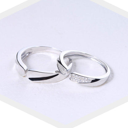 Rockyu 指輪 メンズ シルバー925 フリーサイズ ペアリング シンプル 結婚婚約対応