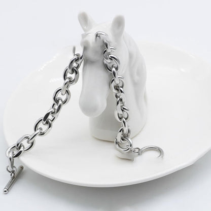 Rockyu チェーンブレスレット メンズ シルバー OTマンテル留め具 ステンレス製 男女兼用