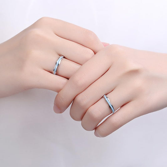 Rockyu ペアリング 津波モチーフ シルバー925 フリーサイズ 2個セット 金属アレルギー対応