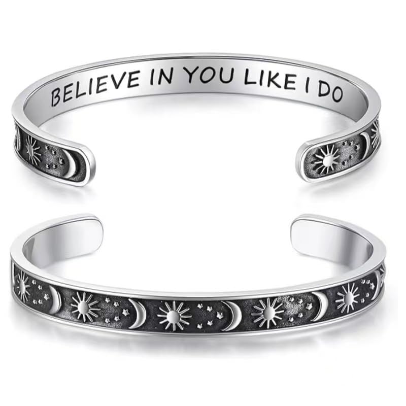 Rockyu フリーサイズ ステンレス バングル ブレスレット メンズ レディース ペア対応 刻印入り おしゃれシンプルデザイン