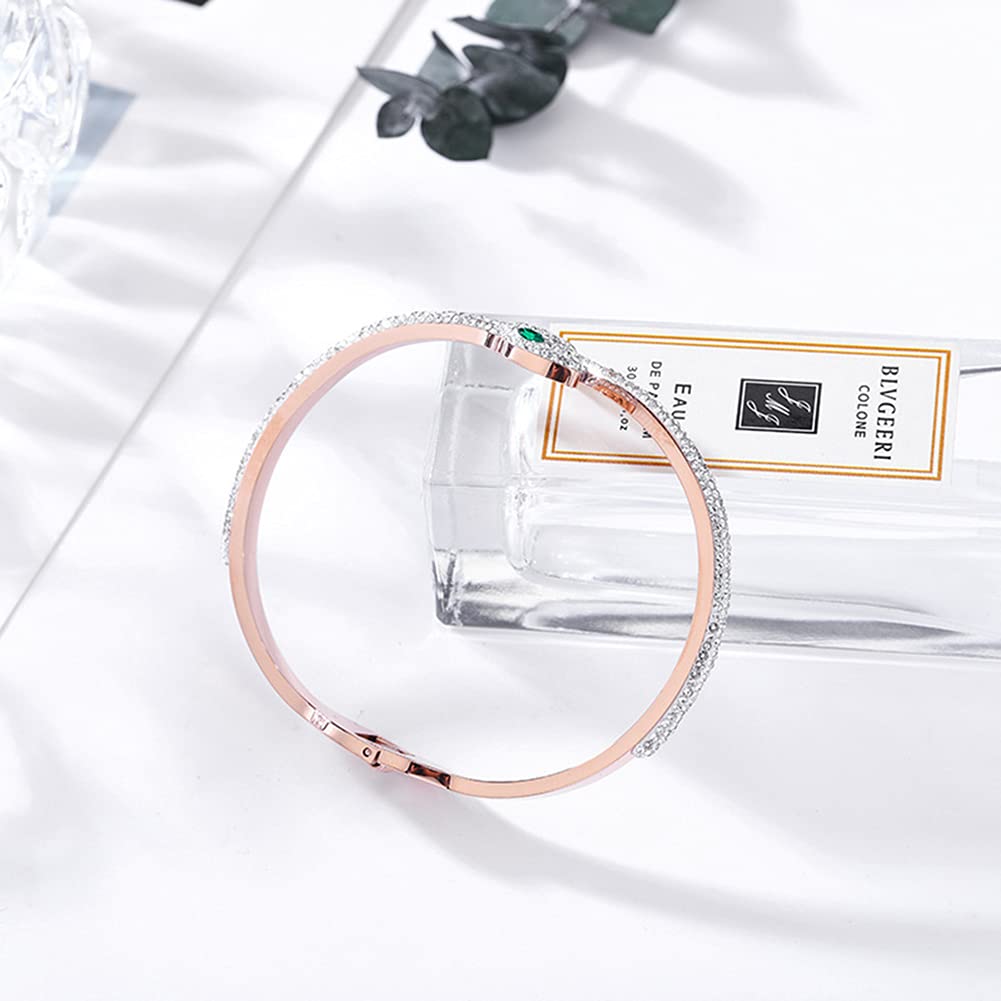 Rockyu 蛇形ブレスレット レディース 18K仕上げ ジルコニア 純チタン製