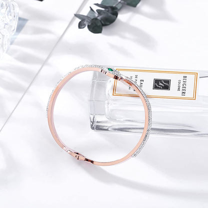 Rockyu 蛇形ブレスレット レディース 18K仕上げ ジルコニア 純チタン製