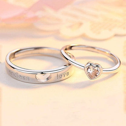 Rockyu ペアリング メンズ レディース フリーサイズ シルバー925 LOVE刻印 ハートデザイン 指輪