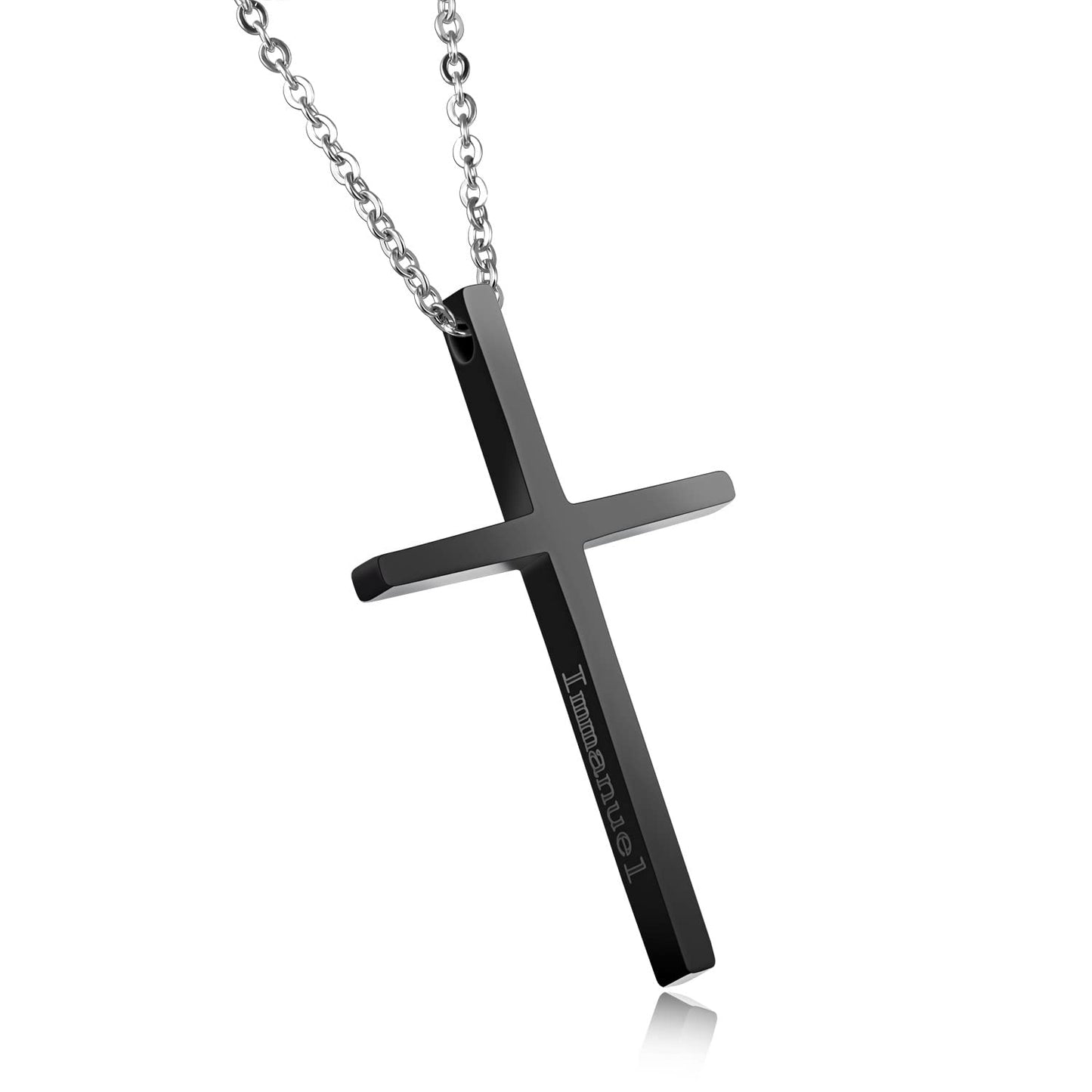 [Rockyu] ブランド 十字架ペアネックレス カップル 人気ブランド ステンレス アレルギー対応 シルバー ブラック ピンクゴールド ファッション クロスネックレス 細い 十字架ペンダント