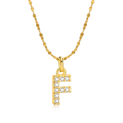 Rockyu ネックレス レディース ゴールド イニシャルペンダント ジルコニア アレルギー対応