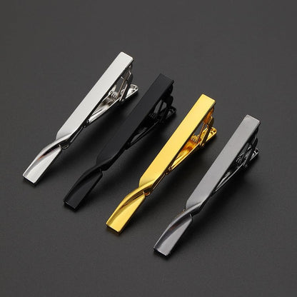 Rockyu ネクタイピン メンズ ビジネス 銅製 シンプル バネ式 ゴールド/ブラック/シルバー