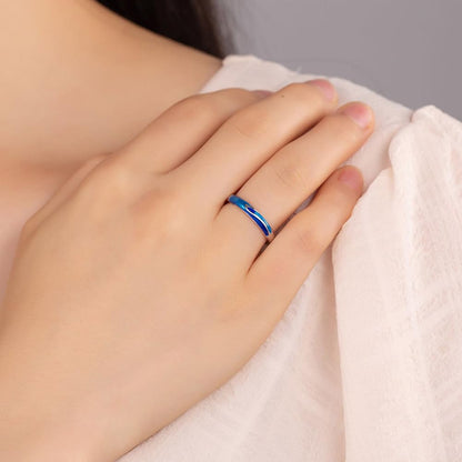 Rockyu ペアリング シルバー925 青海モチーフ フリーサイズ 2個セット カップルリング