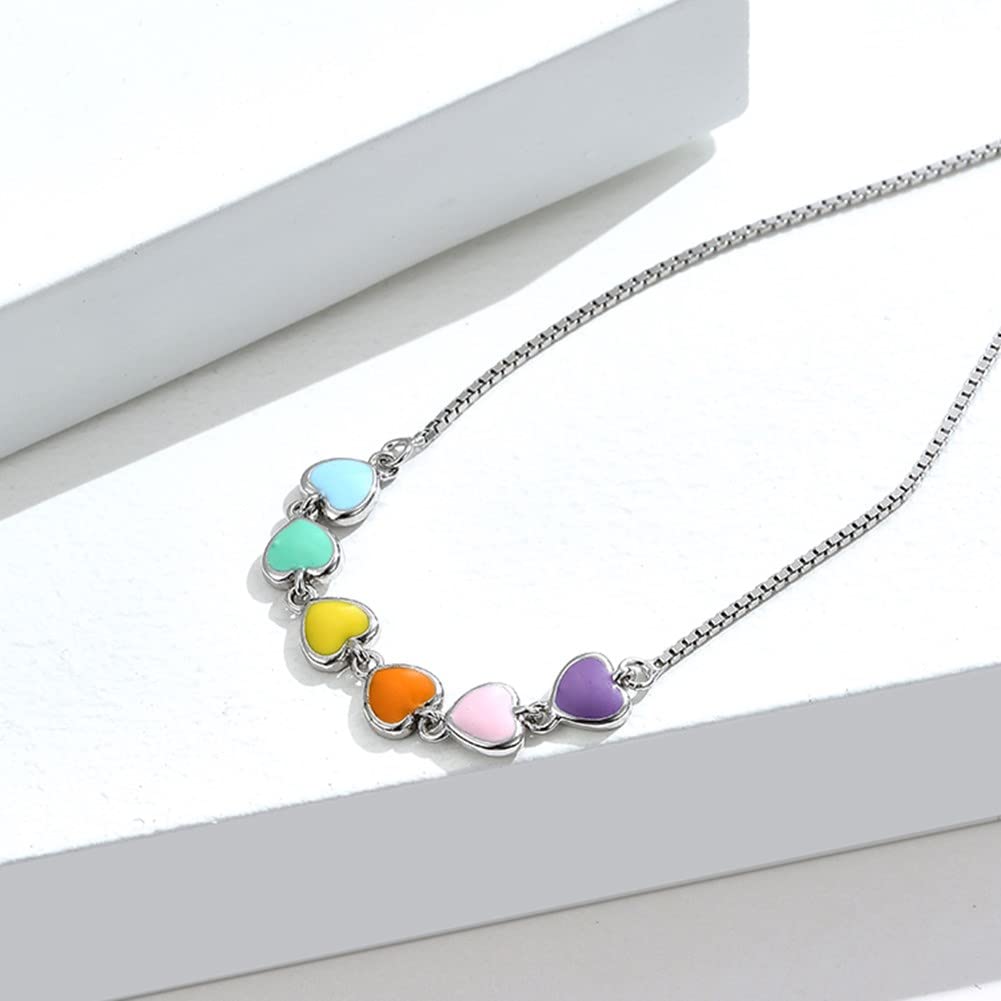 Rockyu ブレスレット レディース シルバー ハートブレスレット 調整可能 純銀製 金属アレルギー対応 ギフト