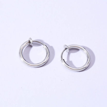 Rockyu フェイクピアス サージカルステンレス製 リングデザイン 両耳用 金属アレルギー対応