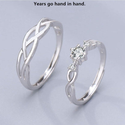 Rockyu 指輪 メンズ シルバー925 ペアリング ツイストデザイン フリーサイズ 結婚婚約