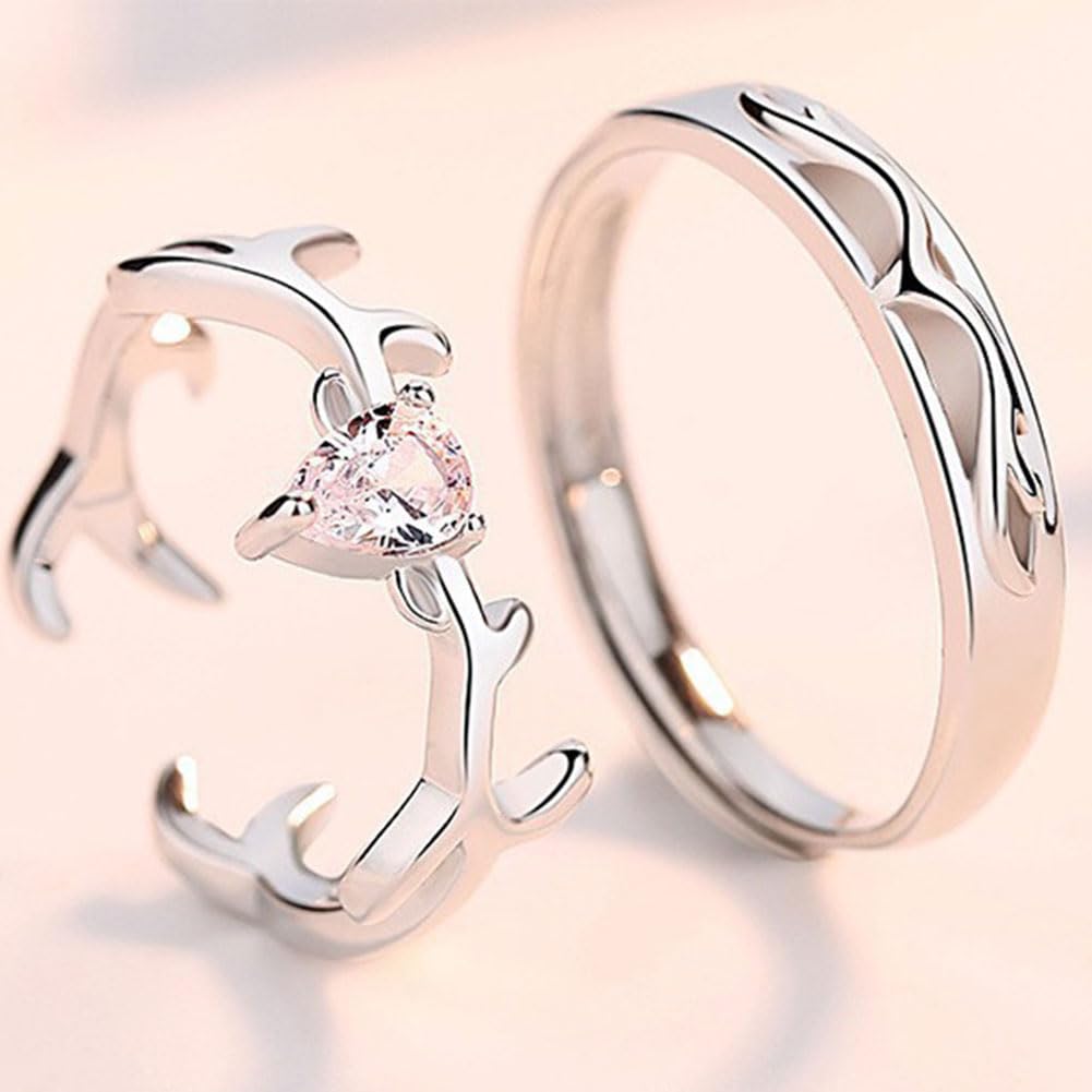 指輪 ペアリング フリーサイズ シルバー925 鹿モチーフ 2個セット