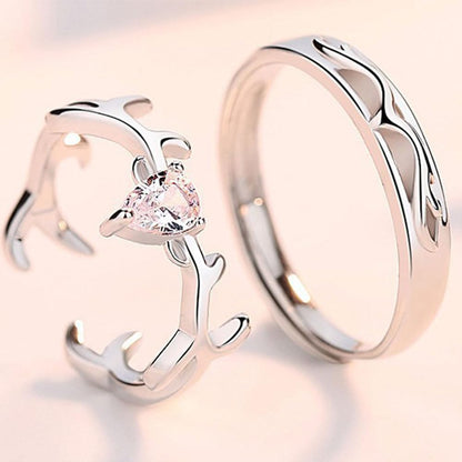 指輪 ペアリング フリーサイズ シルバー925 鹿モチーフ 2個セット