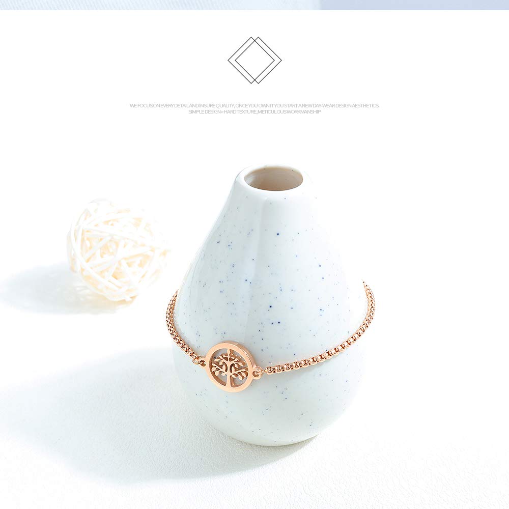 Rockyu ステンレス製 スライドブレスレット｜ツリーオブライフ モチーフ レディース