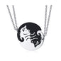 Rockyu ペアネックレス 犬モチーフ YinYangデザイン ブラック＆シルバー ステンレス製 カップル用