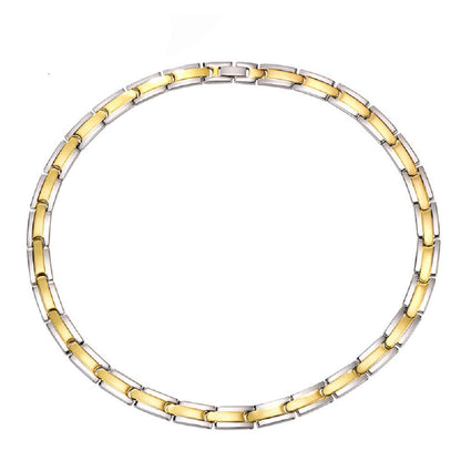 Rockyu ネックレス メンズ レディース ステンレス ゲルマニウム シルバーゴールド チェーン 幅10mm チョーカー アクセサリー