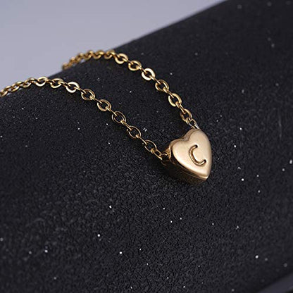 Rockyu ネックレス レディース ハートペンダント ゴールド A-Z アルファベット 18Kメッキ ステンレス