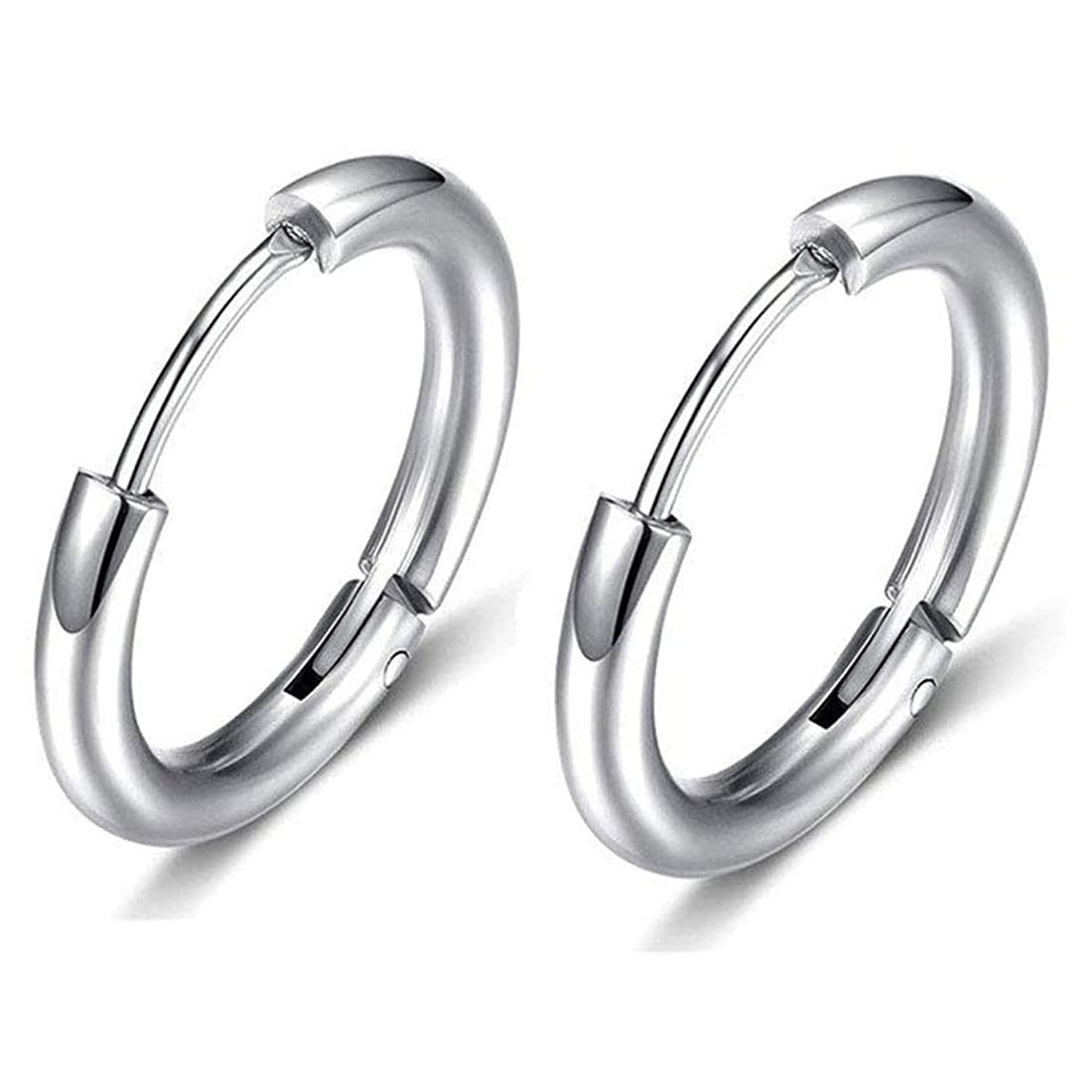 Rockyu フープピアス メンズ レディース 中折れ式 ステンレス 8mm〜20mm アレルギーフリー