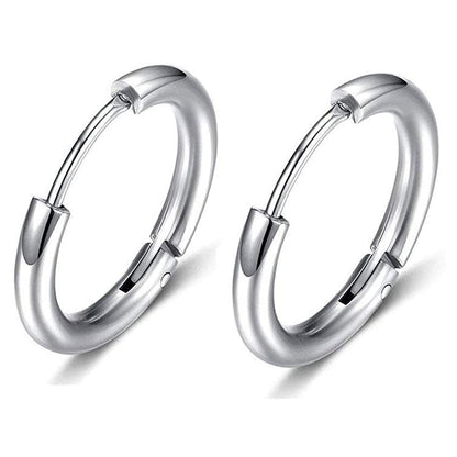 Rockyu フープピアス メンズ レディース 中折れ式 ステンレス 8mm〜20mm アレルギーフリー