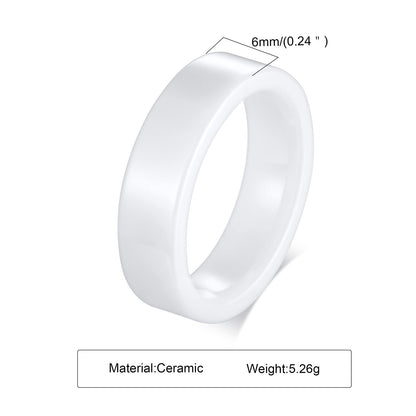 Rockyu セラミックリング メンズ レディース 黒白ペア 6mm シンプル 平打 軽量 男女兼用
