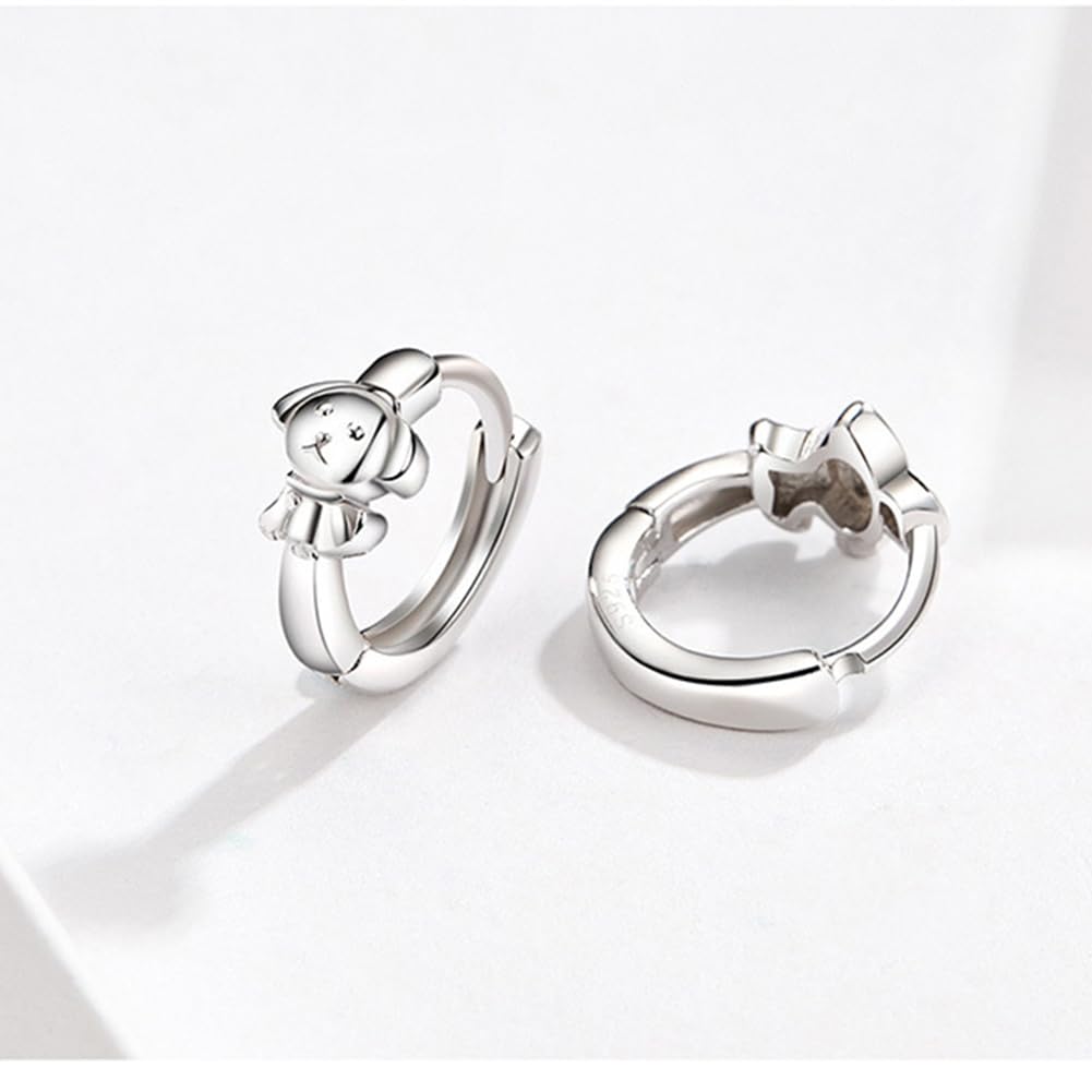 Rockyu ピアス レディース 小さめ ブランド シルバー925 可愛い ワンちゃん 犬ピアス 動物モチーフ ドッグ リングピアス 金属アレルギー対応 イヌ 両耳用 フープピアス おしゃれ バレンタインデー プレゼント アクセサリー