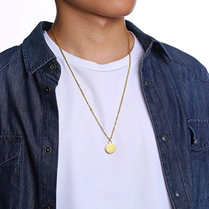 Rockyu サークル型メモリアルネックレス メンズ ステンレス製 遺骨カプセル ロング60cmチェーン