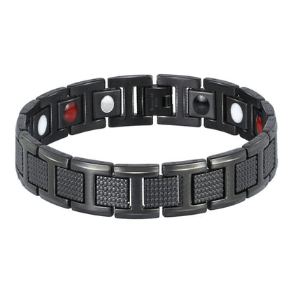 Rockyu ブレスレット メンズ 磁気 ステンレス ブラック シルバー ゴールド ゲルマニウム 幅広 アクセサリー