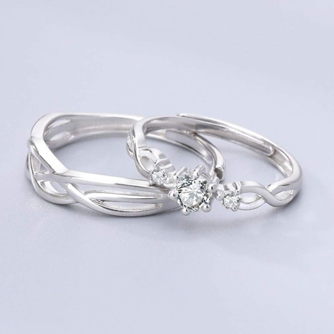 Rockyu 指輪 メンズ シルバー925 ペアリング ツイストデザイン フリーサイズ 結婚婚約