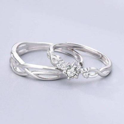 Rockyu 指輪 メンズ シルバー925 ペアリング ツイストデザイン フリーサイズ 結婚婚約