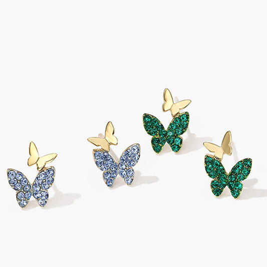 Rockyu バタフライピアス｜ジルコニア輝く小さめ蝶々デザイン レディーススタッド