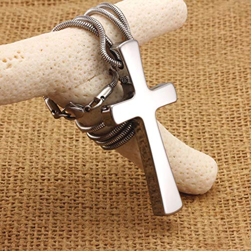 Rockyu ネックレス メンズ 十字架 クロス シルバー ステンレス シンプルペンダント