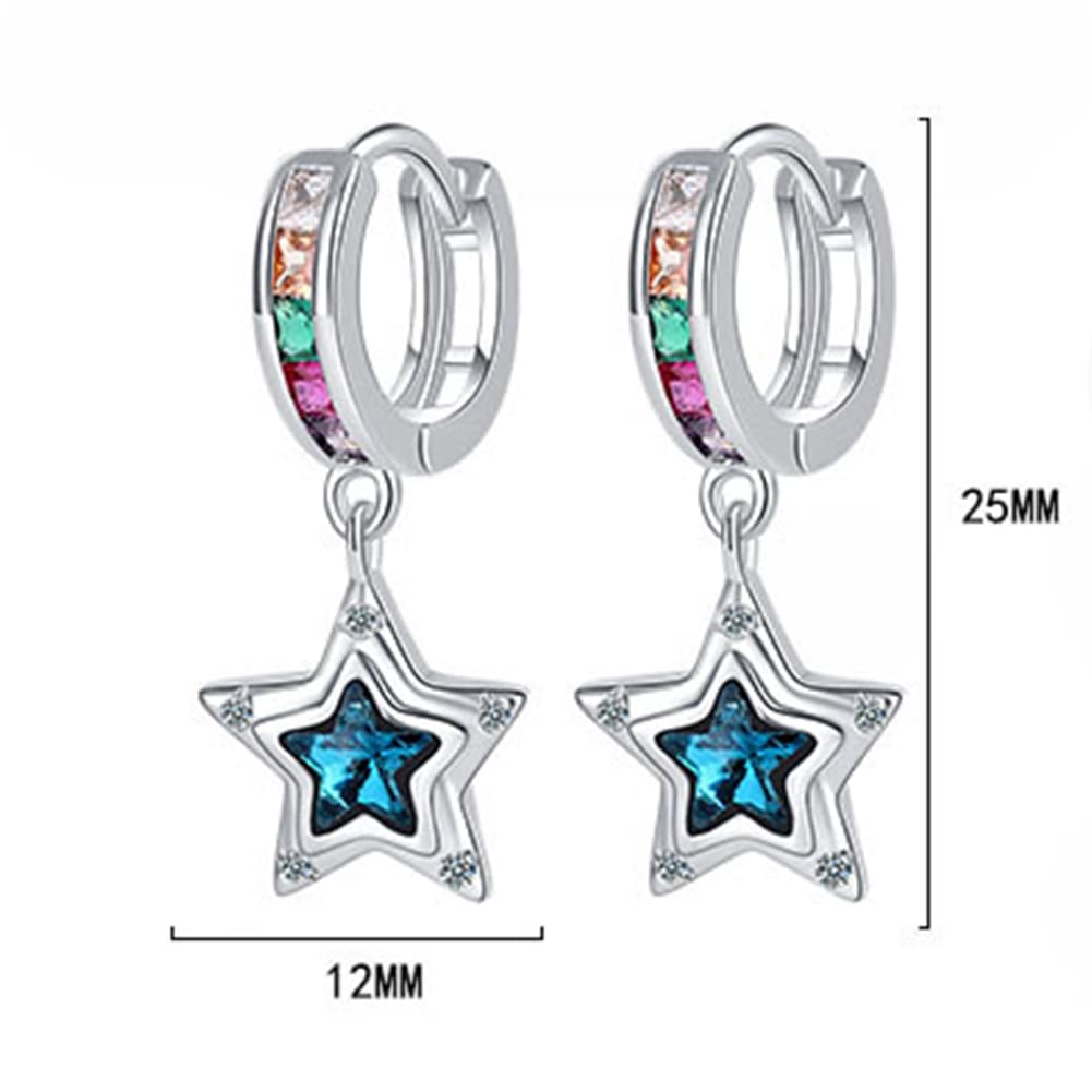 Rockyu ピアス レディース シルバー スター フープ ジルコニア 小さめ 星形 アレルギー対応 韓国風アクセ