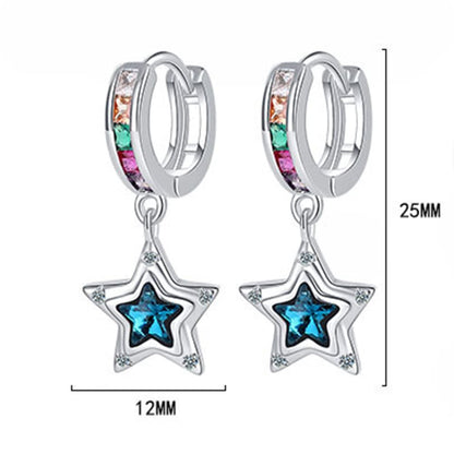 Rockyu ピアス レディース シルバー スター フープ ジルコニア 小さめ 星形 アレルギー対応 韓国風アクセ