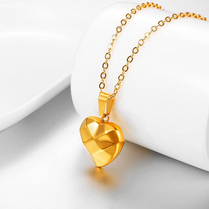 Rockyu ネックレス レディース ハートペンダント チタン製 シンプル シルバー＆ゴールド 18Kメッキ