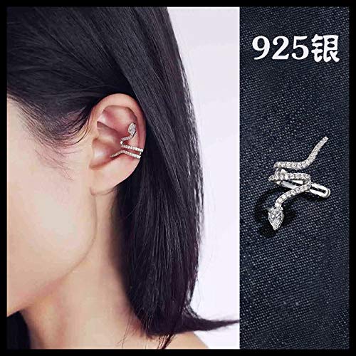 Rockyu 蛇モチーフ ノンホールピアス レディース シルバー925 ジルコニア 両耳用セット