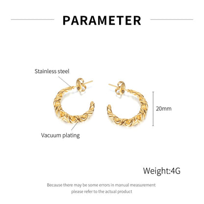 Rockyu ピアス レディース ゴールド ステンレス ツイスト フープ ハーフフープ アレルギー対応