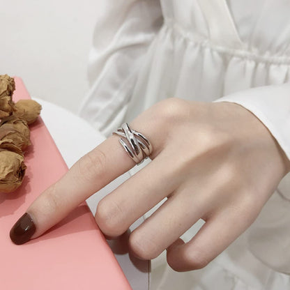 Rockyu リング レディース フリーサイズ 多連クロスデザイン シルバー ゴールド 金属アレルギー対応