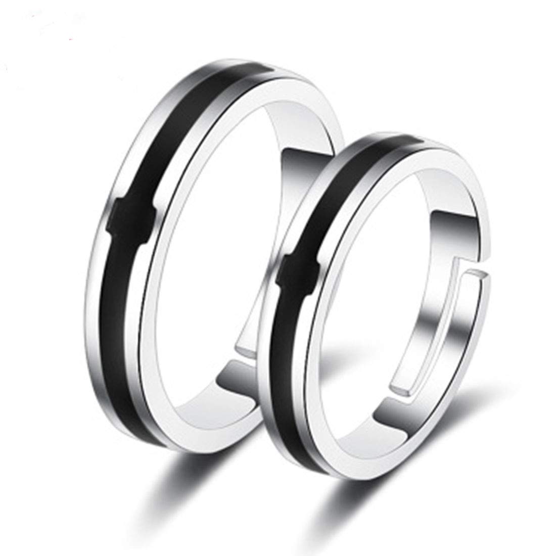 Rockyu ペアリング フリーサイズ 指輪 メンズ 十字架 レディース リング クロス 2個セット シンプル ステンレス 銀色