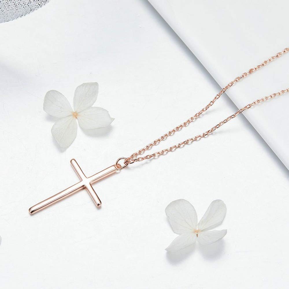 Rockyu レディース 十字架 シルバー ネックレス ステンレス シンプル